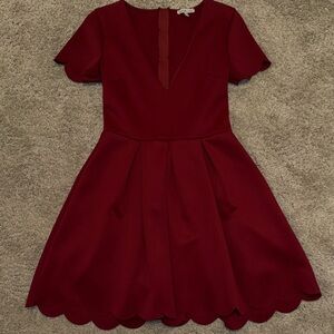 Maroon Scalloped Dress